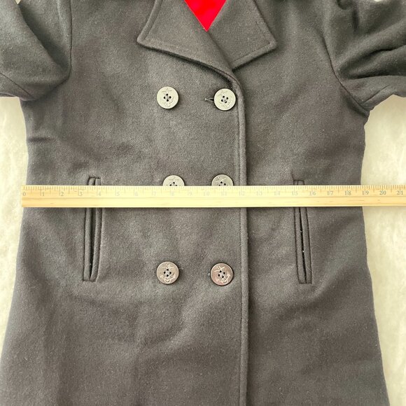 Vintage Lands' End Womens Black Classic Wool Blend Double Breasted Pea Coat Sz10 - Picture 7 of 11
